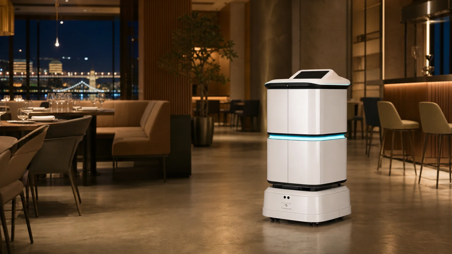Robot za dostavu POPBOT H2 u restoranu — servisni robot za ugostiteljstvo